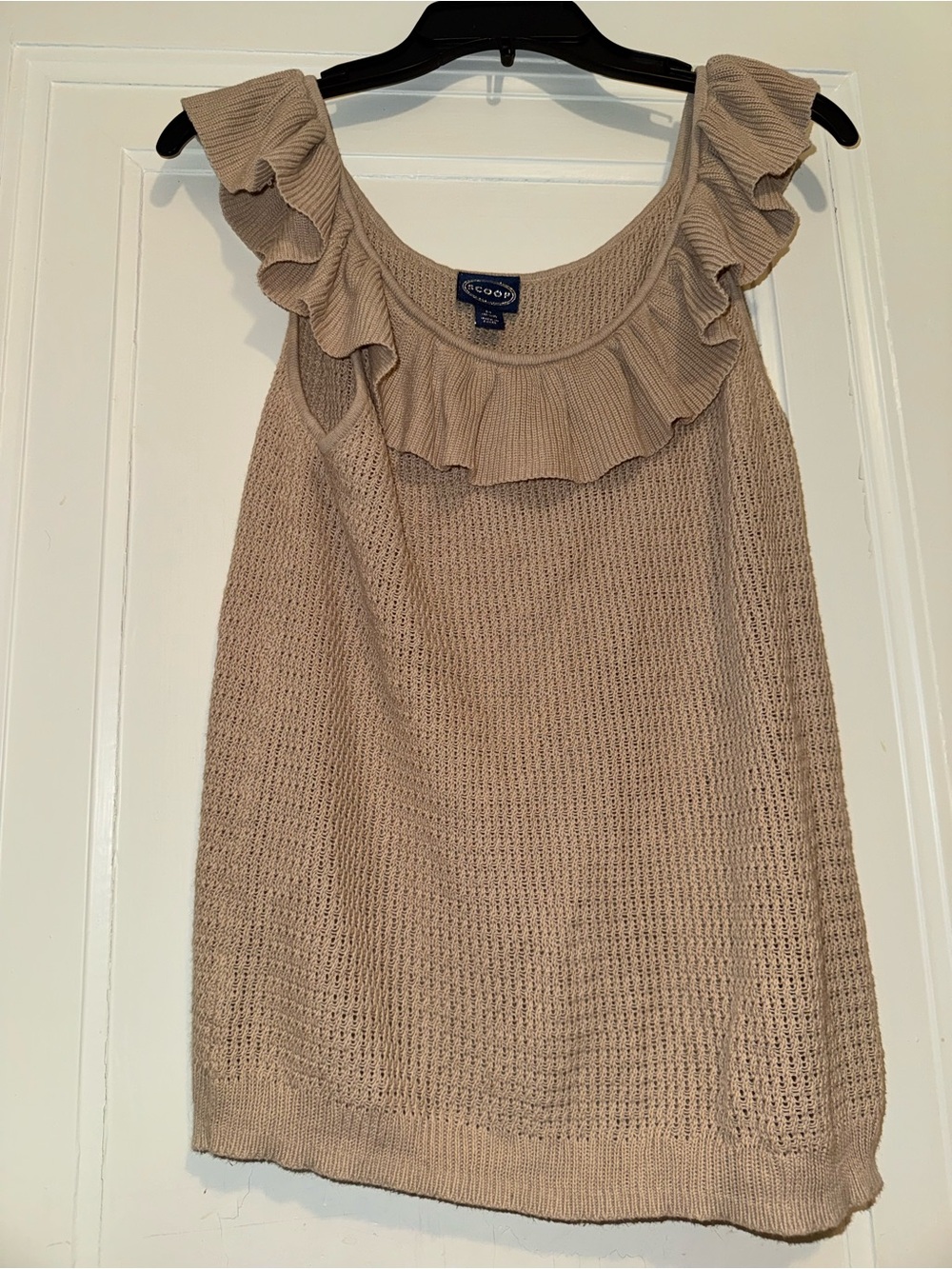 COOP Cream Ruffle Knit Sleeveless Top